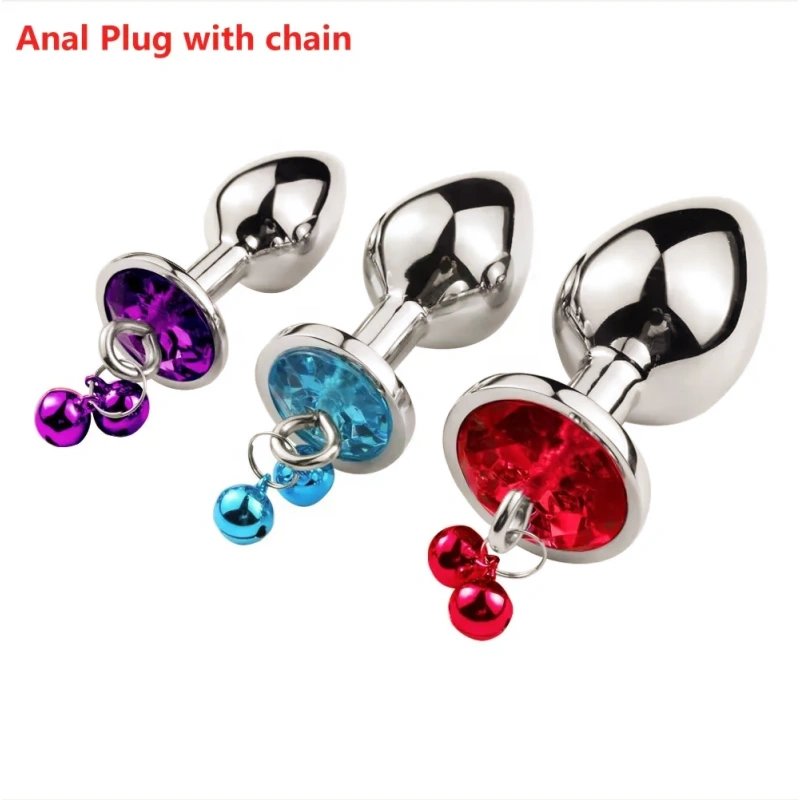 Adult male and female anal sex anal plug toys with chains